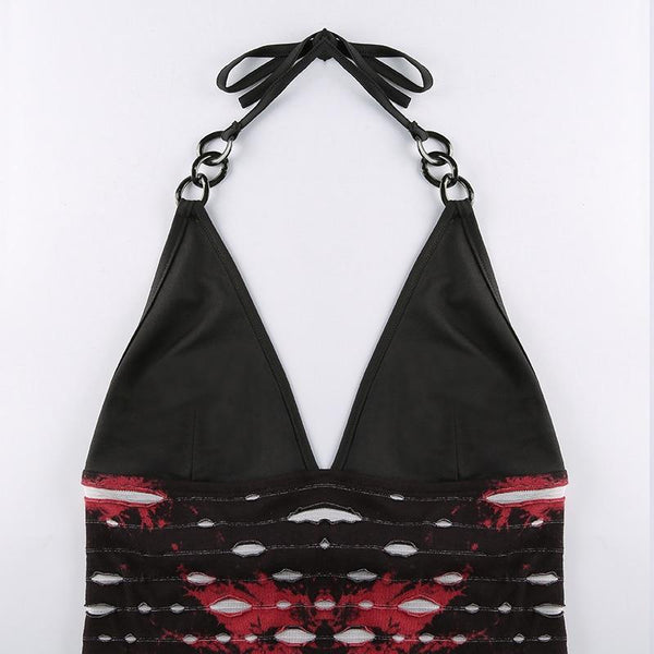 'Nevermind' Black and red cut out top with detached sleeves