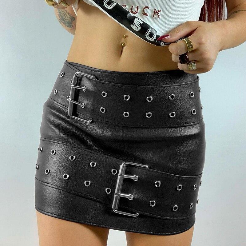 'Heading Toward Hell' PU Leather Skirt