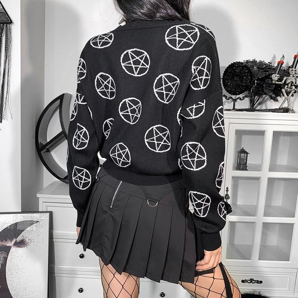 'Laid to Rest' Pentagram Knitted Cardigan