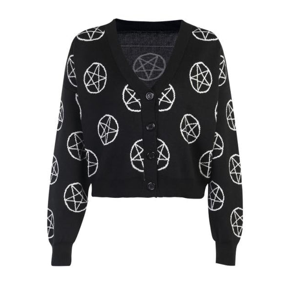 'Laid to Rest' Pentagram Knitted Cardigan