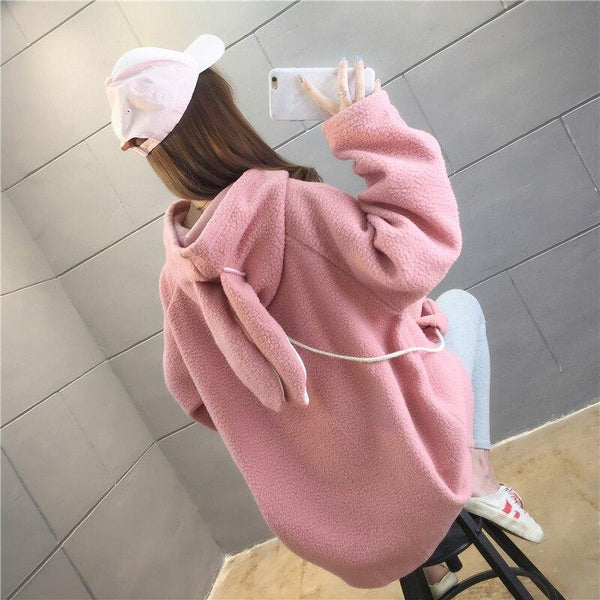 Fluffy Kawaii Bunny Hooded Fleece & Bag | NEW