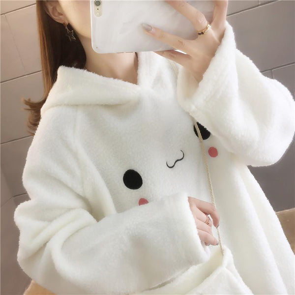 Fluffy Kawaii Bunny Hooded Fleece & Bag | NEW