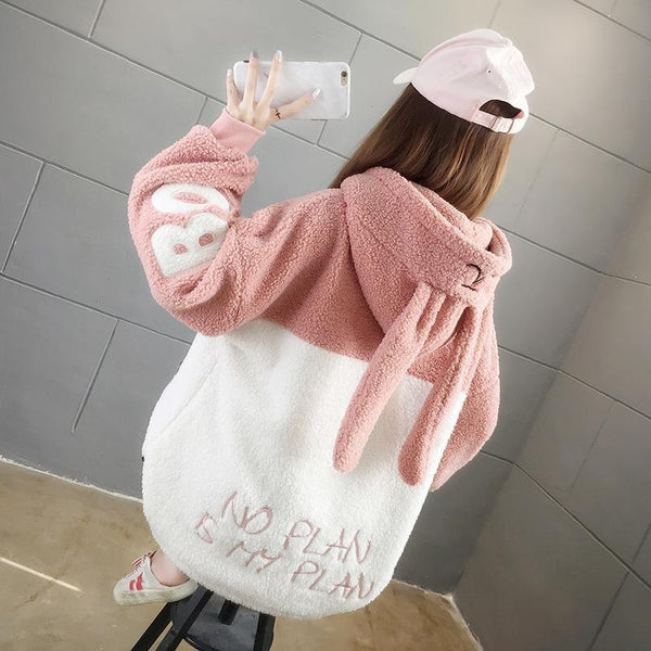 Bunny Ear 'No Plan Is My Plan' Hoodie with Zip