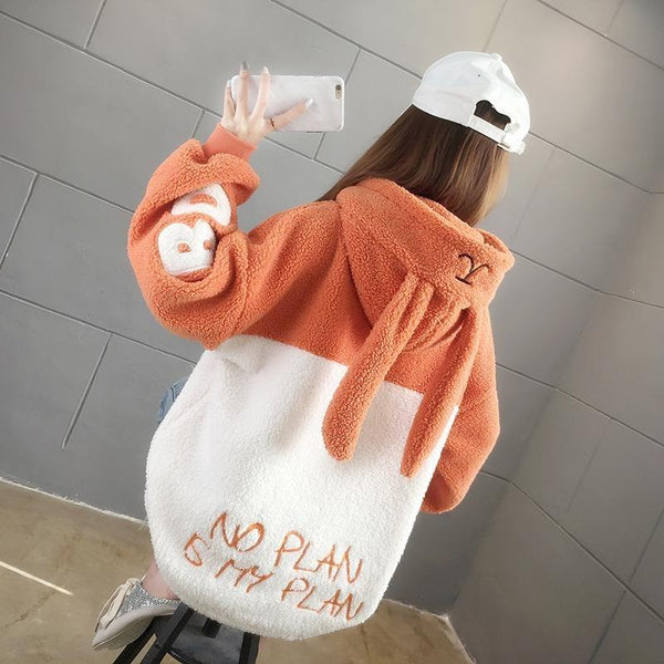 Bunny Ear 'No Plan Is My Plan' Hoodie with Zip