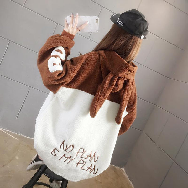 Bunny Ear 'No Plan Is My Plan' Hoodie with Zip