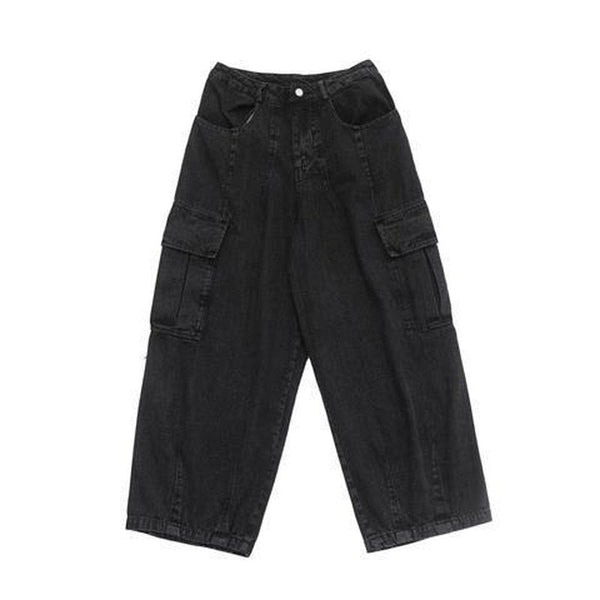 Retro Harajuku Vintage Black Streetwear Baggy Denim Pants