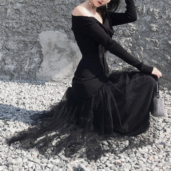 Gothic Y2K Mesh Layered Skirt