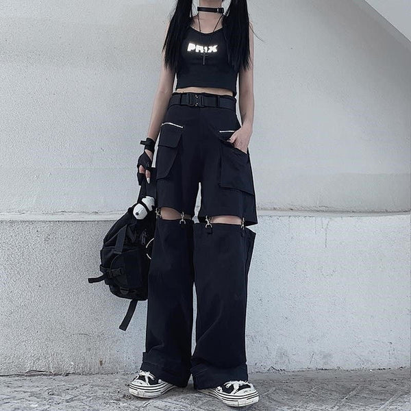 Gothic Harajuku Streetwear Hollow Out Pants