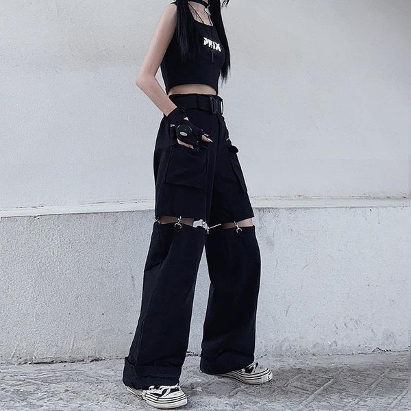 Gothic Harajuku Streetwear Hollow Out Pants