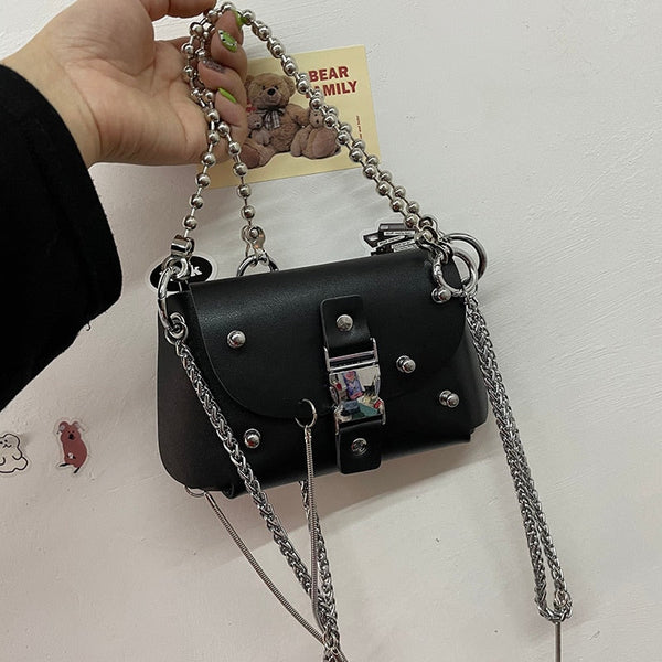 Gothic Punk Harajuku Buckle Rivets Chains Shoulder Bag