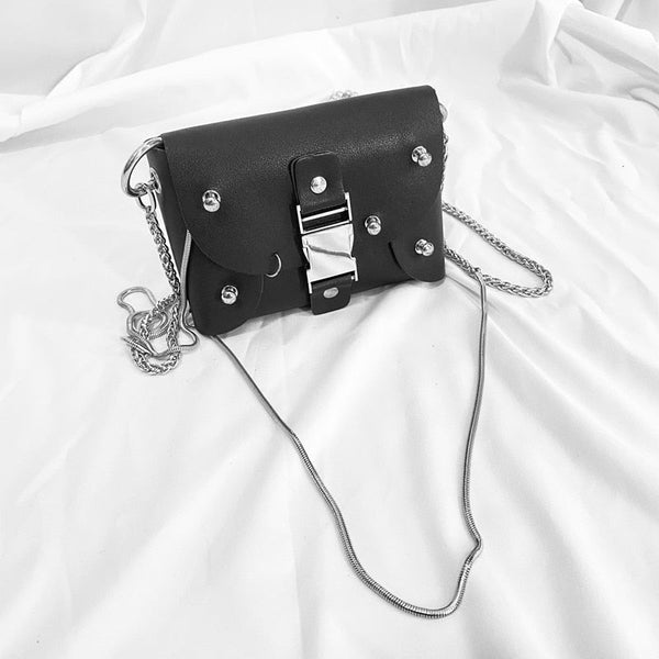 Gothic Punk Harajuku Buckle Rivets Chains Shoulder Bag