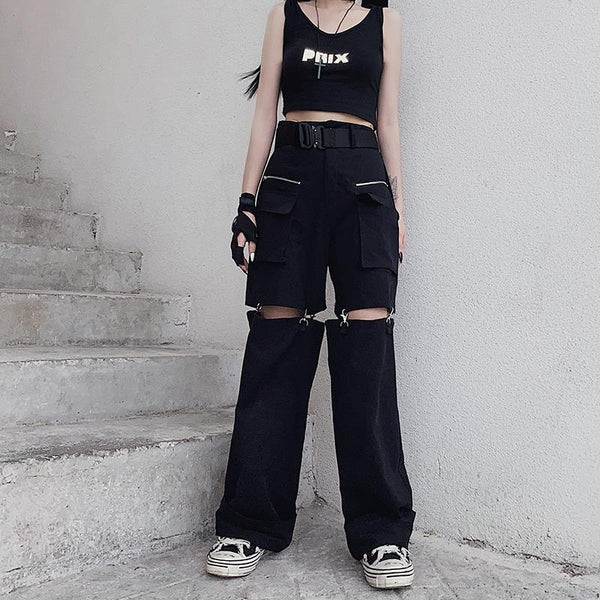 Gothic Harajuku Streetwear Hollow Out Pants