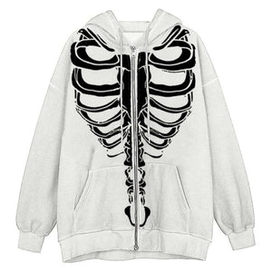 Zip-up Y2k Loose Skull Print Jacket