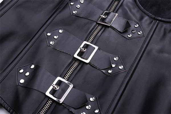 Sexy Black Synthetic Leather Waist Corset