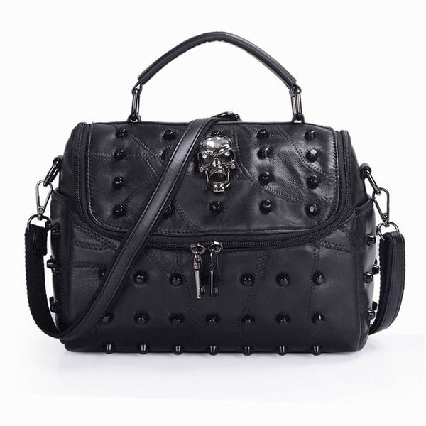 Gothic Skull Studded Rivets Messenger Bag