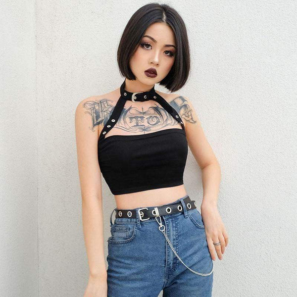 Buckle Choker Crop Top