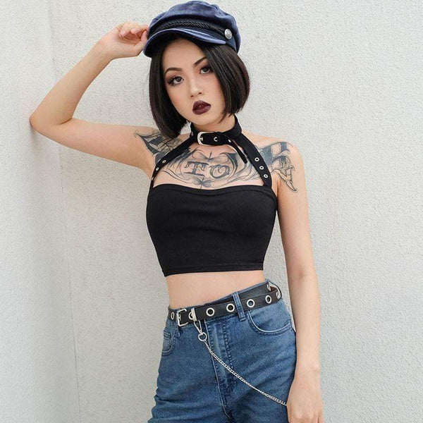 Buckle Choker Crop Top