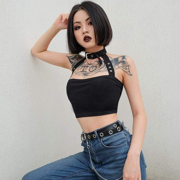 Buckle Choker Crop Top