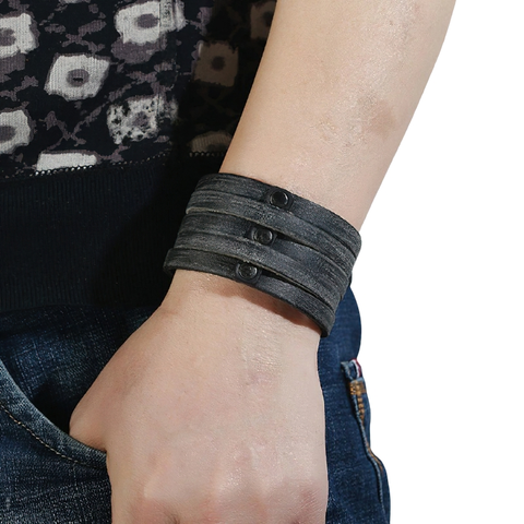 Punk Wide Leather Bracelet with Rivet / Fashion Bracelet for Men and Women