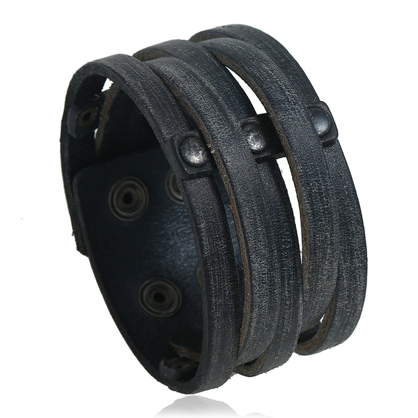 Punk Wide Leather Bracelet with Rivet / Fashion Bracelet for Men and Women