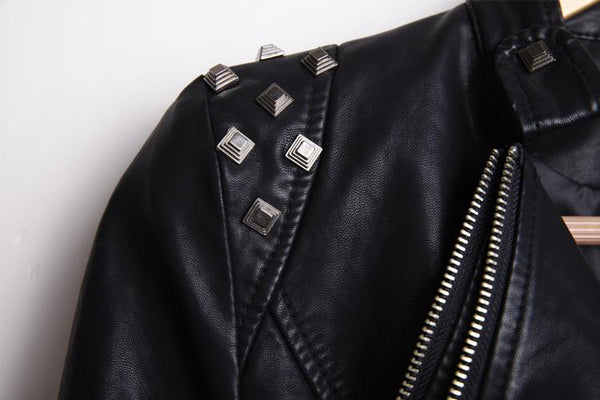 Rocker Chic Clothing / Studded Leather Jacket for Women / Black Motorcycle Rock Style