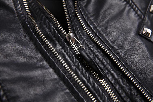 Rocker Chic Clothing / Studded Leather Jacket for Women / Black Motorcycle Rock Style