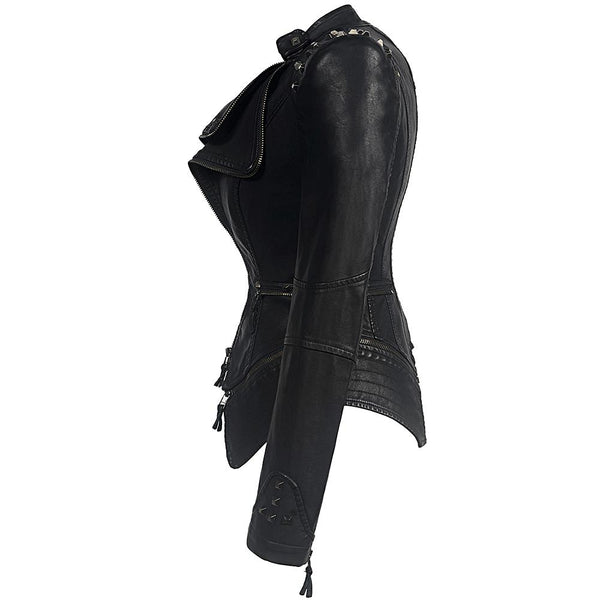 Rocker Chic Clothing / Studded Leather Jacket for Women / Black Motorcycle Rock Style