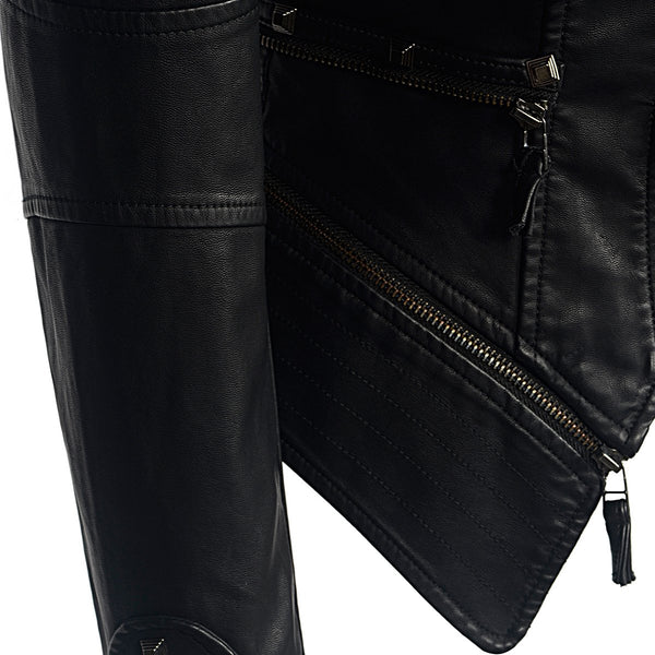 Rocker Chic Clothing / Studded Leather Jacket for Women / Black Motorcycle Rock Style