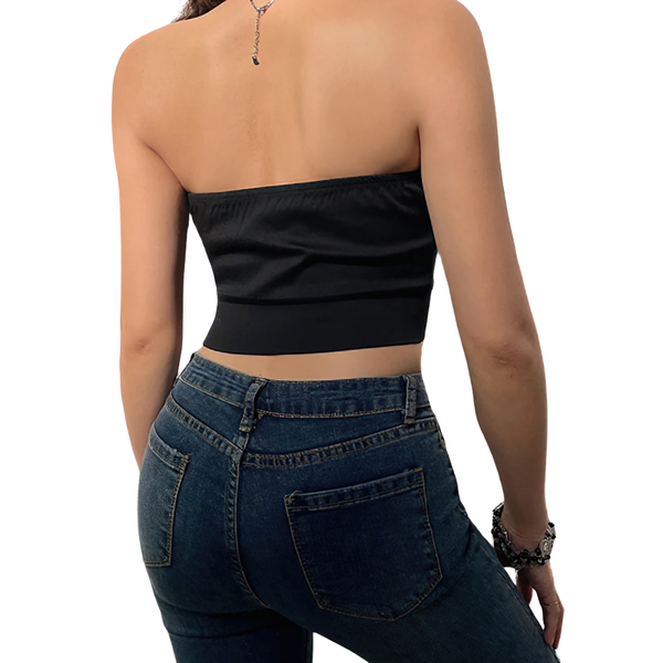 Sexy Slim Crop Top Of Turn-Down Collar / Sleeveless And Backless Streetwear