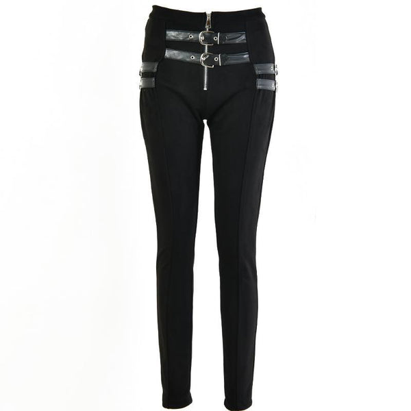 Skinny Pencil Pants for Women / High Waist Ladies Trousers / Zipper Buckle Solid Pants