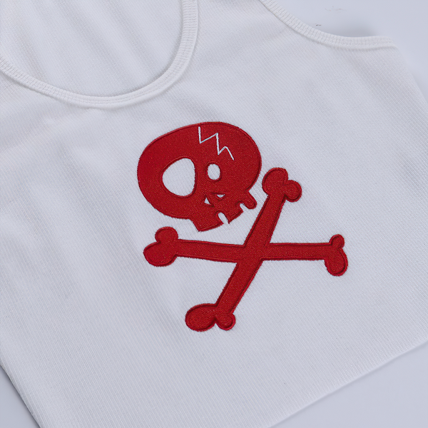 Sleeveless White Tank Tops For Women / Female Grunge Skull Streetwear