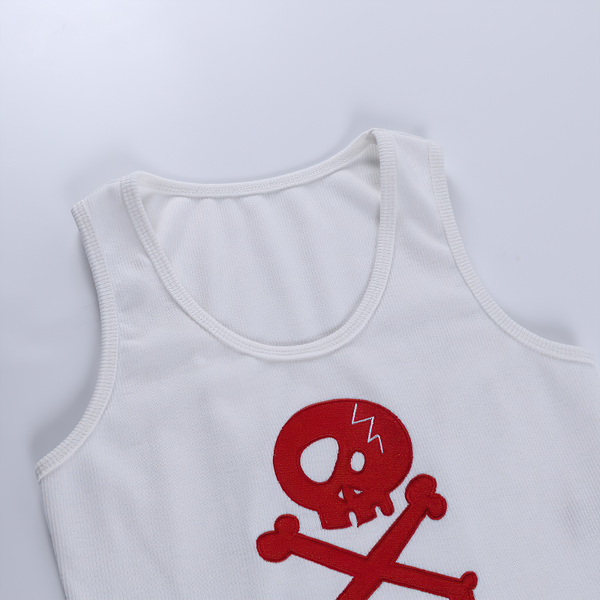 Sleeveless White Tank Tops For Women / Female Grunge Skull Streetwear